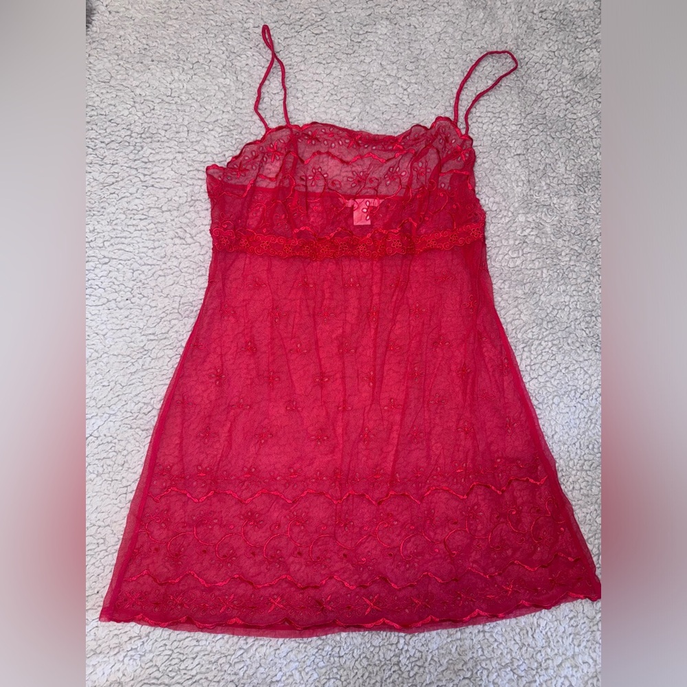 Victoria's Secret Red Lace Slip Y2K - Picture 2 of 4